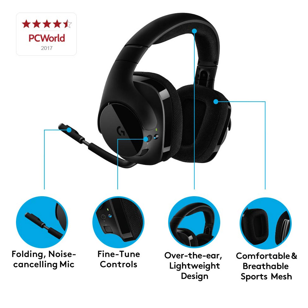 logitech g533 wireless gaming headset dts 7.1 surround sound
